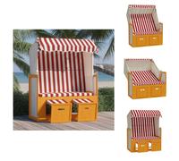 vidaXL Fauteuil de plage avec toit en rotin synthétique et bois massif rouge et blanc - Chaises longues