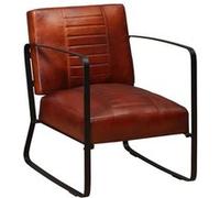 vidaXL Fauteuil de Salon Fauteuil de Salle de Séjour Meuble de Salon Chambre à Coucher Bureau Maison Intérieur Marron Cuir Véritable Marron G
