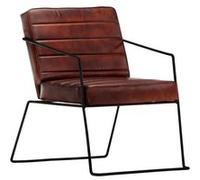 vidaXL Fauteuil echt leer donkerbruin284412 Brun G