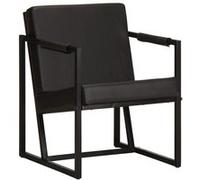 vidaXL Fauteuil echt leernoir Noir G