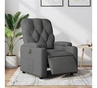 vidaXL Fauteuil Inclinable Électrique, Chaise de Relaxation avec Dossier et Repose-Pied Réglables, Siège de Salon, Moderne, Gris Foncé Tissu