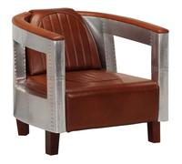vidaXL Fauteuil style d'aviation marron cuir véritable