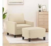 vidaXL Fauteuil et Repose-pied 60 cm Crème