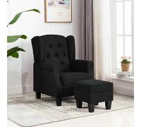 VIDAXL Fauteuil et repose-pied - Noir tissu