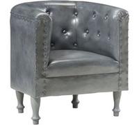 vidaXL Fauteuil Gris Cuir véritable Gris G