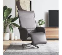 vidaXL Fauteuil inclinable avec repose-pieds, dossier et accoudoirs – gris similicuir