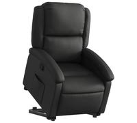 vidaXL Fauteuil Inclinable, Chaise de Relaxation avec Dossier et Repose-Pied Réglables, Siège de Salon Salle de Séjour, Moderne, Noir Cuir Véritable