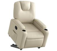 vidaXL Fauteuil Inclinable, Chaise de Relaxation avec Dossier et Repose-Pied Réglables, Siège de Salon Salle de Séjour, Moderne, Crème Similicuir