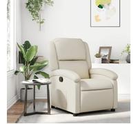 vidaXL Fauteuil Inclinable, Chaise de Relaxation avec Dossier et Repose-Pied, Siège Inclinable, Fauteuil TV de Salon, Moderne, Crème Similicuir
