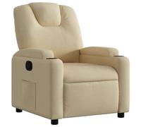vidaXL Fauteuil Inclinable, Chaise de Relaxation avec Dossier, Siège avec Accoudoirs Rembourrés Salle de Séjour, Moderne, Crème Tissu