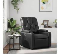 vidaXL Fauteuil Inclinable, Chaise de Relaxation avec Porte-gobelets, Siège avec Dossier et Accoudoirs Salle de Séjour, Moderne, Noir Similicuir