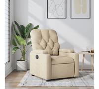 vidaXL Fauteuil inclinable relaxation avec porte-gobelets, dossier et accoudoirs, tissu crème