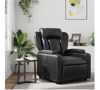 vidaXL Fauteuil inclinable 372427 – Porte-gobelets, Dossier et Accoudoirs – Similicuir noir