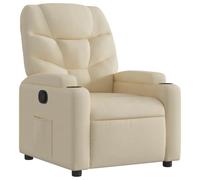 vidaXL Fauteuil Inclinable, Chaise de Relaxation avec Porte-gobelets, Siège avec Dossier et Accoudoirs Salle de Séjour, Moderne, Crème Tissu