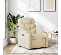 vidaXL Fauteuil inclinable relax manuel - porte-gobelets, dossier et accoudoirs, tissu crème