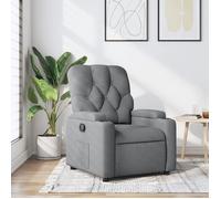 vidaXL Fauteuil inclinable avec porte-gobelets, siège avec dossier et accoudoirs – gris clair tissu
