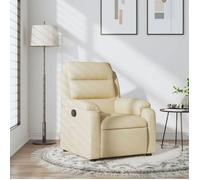 vidaXL Fauteuil inclinable avec dossier, accoudoirs et repose-pieds – Tissu crème