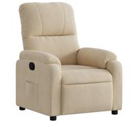 vidaXL Fauteuil Inclinable, Chaise de Relaxation, Siège avec Accoudoirs et Dossier, Fauteuil TV de Salon, Moderne, Crème Tissu Microfibre