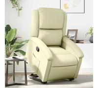 vidaXL Fauteuil inclinable - Crème cuir véritable