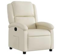 vidaXL Fauteuil Inclinable, Siège avec Accoudoirs et Dossier, Chaise de Relaxation avec Repose-Pieds, Canapé de Salon, Moderne, Crème Similicuir