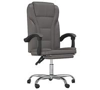 vidaXL Fauteuil Inclinable de Bureau, Chaise Pivotante avec Dossier et Repose-Pied Réglables, Siège de Bureau, Moderne, Gris Similicuir