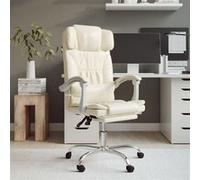 vidaXL Fauteuil inclinable de bureau Crème Similicuir G