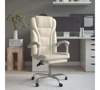 vidaXL Fauteuil inclinable de bureau Crème Similicuir G