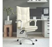 vidaXL Fauteuil inclinable de bureau Crème Similicuir G
