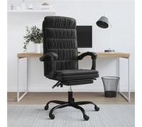 vidaXL Fauteuil inclinable de bureau Noir Velours Noir G