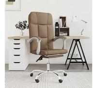 vidaXL Fauteuil Inclinable de Bureau Siège Inclinable Chaise d'Ordinateur Dossier et Repose-pied Réglables Meuble de Bureau Intérieur Marron Tissu G