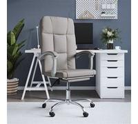 vidaXL Fauteuil Inclinable de Bureau Siège Inclinable Chaise d'Ordinateur Dossier et Repose-pied Réglables Meuble de Bureau Intérieur Taupe Tissu G