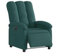 vidaXL Fauteuil Inclinable Électrique, Chaise de Relaxation avec Dossier et Repose-Pied Réglables, Siège de Salon, Moderne, Vert Foncé Tissu