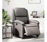 vidaXL Fauteuil Inclinable Électrique, Chaise de Relaxation avec Dossier et Repose-Pied Réglables, Siège de Salon Salle de Séjour, Moderne, Gris Cuir Véritable