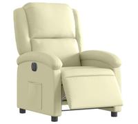vidaXL Fauteuil Inclinable Électrique, Chaise de Relaxation avec Dossier et Repose-Pied Réglables, Siège de Salon Salle de Séjour, Moderne, Crème Cuir Véritable