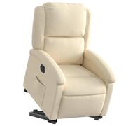 vidaXL Fauteuil inclinable électrique – Chaise de relaxation, dossier et repose-pied réglables, tissu crème