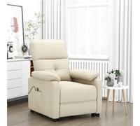 vidaXL Fauteuil Inclinable Electrique Fauteuil de Relaxation Meuble de Salon Salle de Séjour Bureau Dossier et Repose-Pied Réglables Crème Tissu