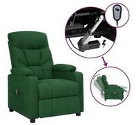 Fauteuil Inclinable Electrique Siège Inclinable Meuble de Salle de Séjour Dossier et Repose-pied Réglables Intérieur Tissu Vert Foncé