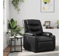 vidaXL Fauteuil Inclinable, Chaise avec Repose-Pieds, Siège avec Dossier et Accoudoirs, Meuble de Salle de Séjour, Moderne, Noir Similicuir