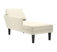 vidaXL Fauteuil long avec coussin et accoudoir droit crème velours