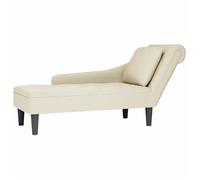 vidaXL Fauteuil long avec coussin et accoudoir droit crème velours