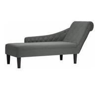vidaXL Fauteuil long rembourré 4009844 avec coussin et accoudoir droit tissu gris foncé