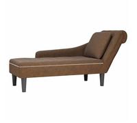 vidaXL Fauteuil long avec coussin et accoudoir droit marron similicuir