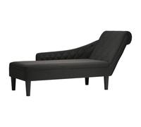 vidaXL Fauteuil long rembourré avec coussin et accoudoir droit – Tissu noir