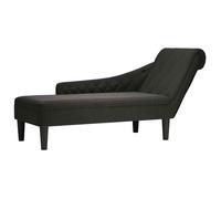 vidaXL Fauteuil long rembourré avec coussin et accoudoir droit – Tissu noir