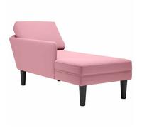 vidaXL Fauteuil long avec coussin et accoudoir droit rose velours