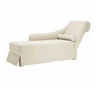 vidaXL Fauteuil long avec traversin et accoudoir droit crème velours