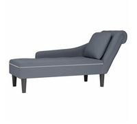 vidaXL Fauteuil long et coussin et accoudoir droit gris foncé velours