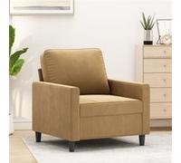 vidaXL Fauteuil – Chaise de relaxation, siège avec accoudoirs et dossier, velours marron 60 cm