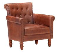 vidaXL Fauteuil en cuir de chèvre véritable Marron