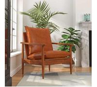 vidaXL Fauteuil Marron Cuir véritable avec bois d'acacia 246480
